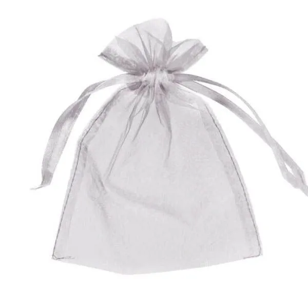 10 Pack Silver Organza Bag - 8cm x 10cm
