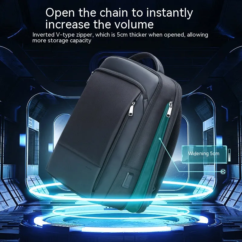 15.6" Laptop Men's Business Breathable Waterproof Expandable Backpack | 2 USB Ports