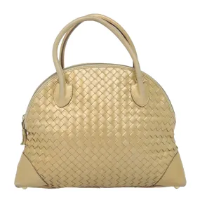 Bottega Veneta Intrecciato Gold Leather Handbag (Pre-Owned)
