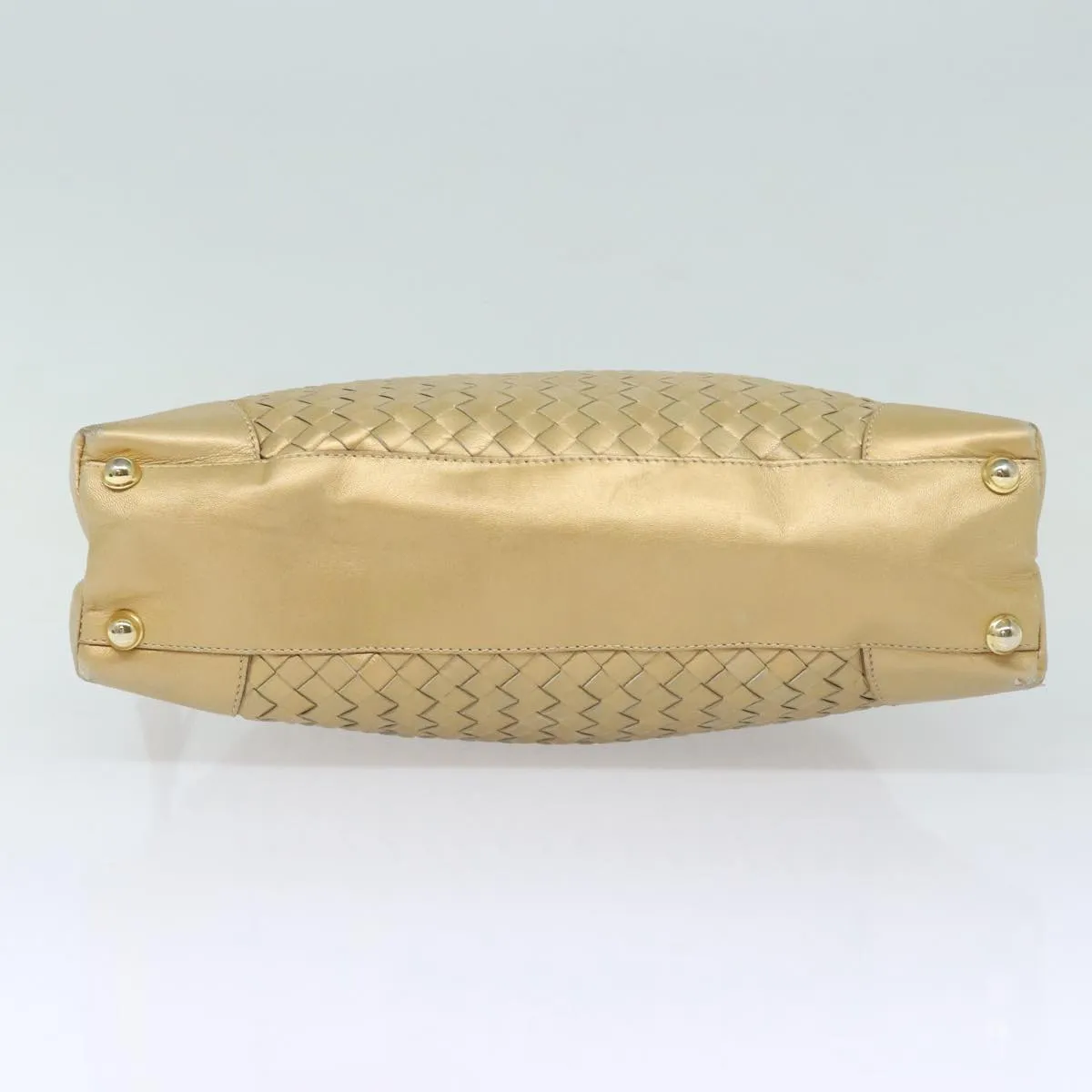 Bottega Veneta Intrecciato Gold Leather Handbag (Pre-Owned)