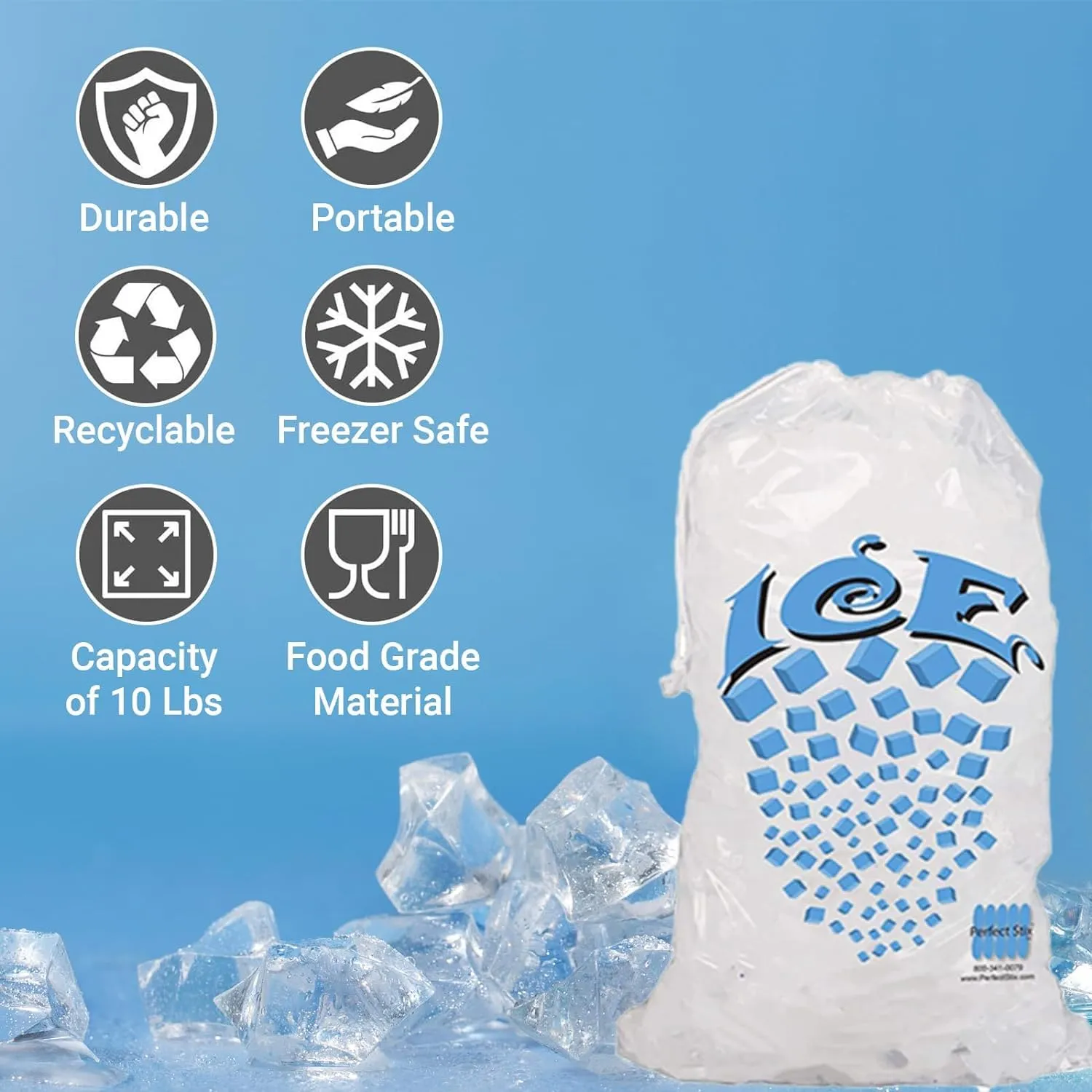 Ice Bags With Drawstring 5 lb