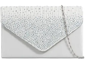 Ivory Diamante Overlay Clutch Bag