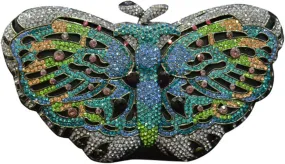 Ladies Elegant Evening-Bag Chain Crystal Wedding Clutch-Purse Party Handbag Butterfly