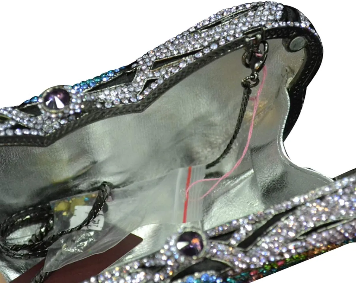 Ladies Elegant Evening-Bag Chain Crystal Wedding Clutch-Purse Party Handbag Butterfly