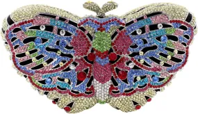 Ladies Elegant Evening-Bag Chain Crystal Wedding Clutch-Purse Party Handbag Butterfly