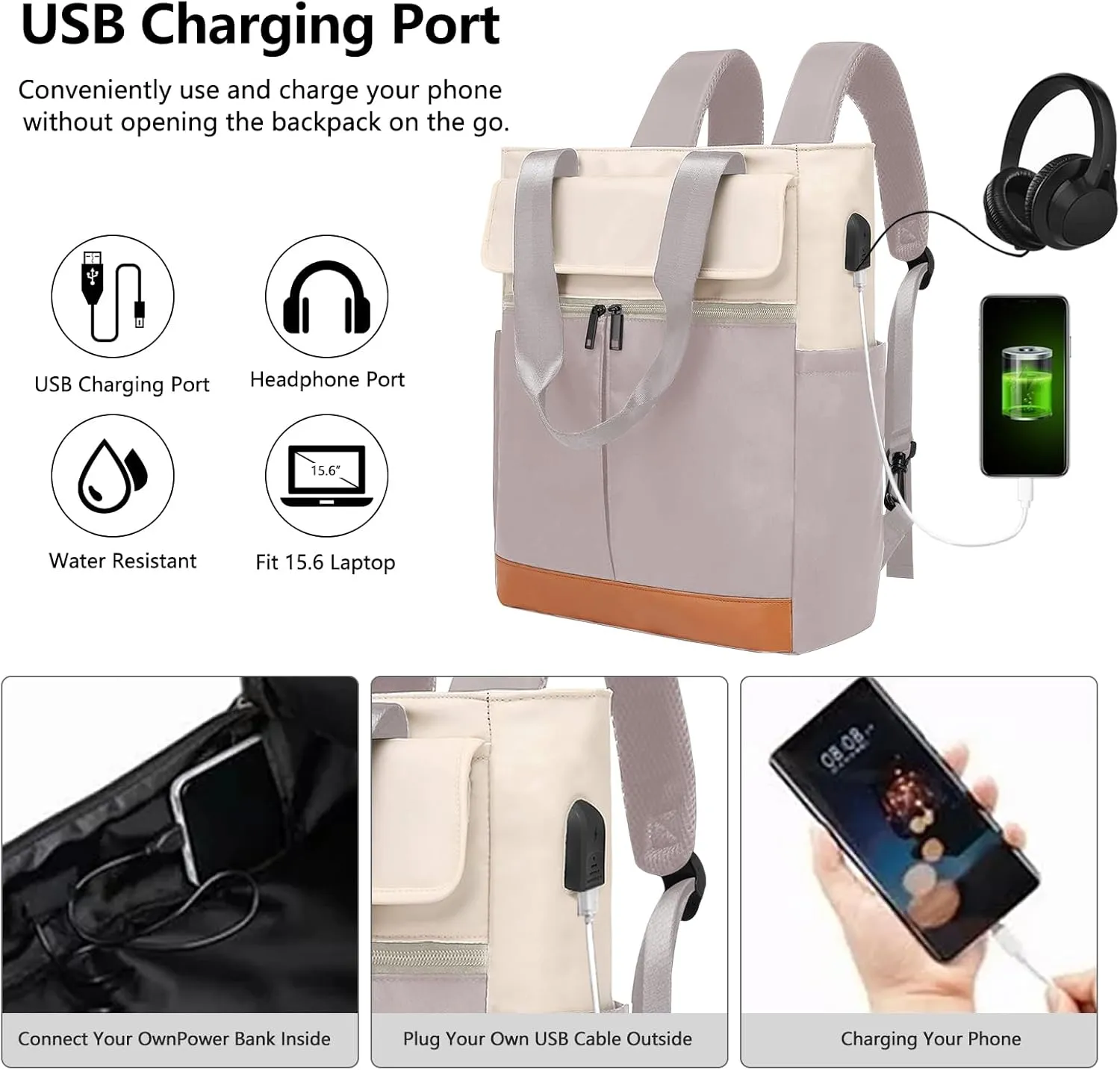 Laptop Backpack for Women,Work Business Backpacks with USB Charging Port,Travel Carry On Backpack,Water Resistant Airline Approved Business Personal Item Travel Bag