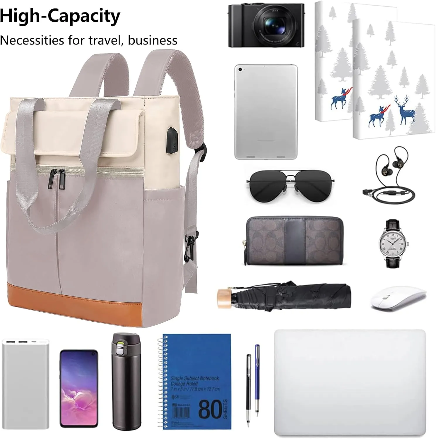 Laptop Backpack for Women,Work Business Backpacks with USB Charging Port,Travel Carry On Backpack,Water Resistant Airline Approved Business Personal Item Travel Bag
