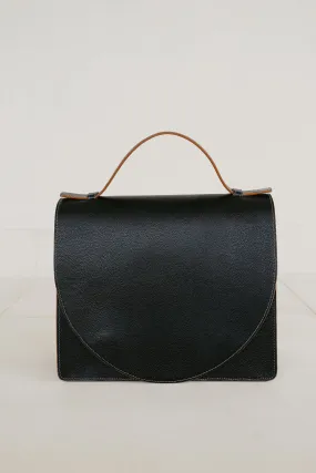 Midi Briefcase 2.0 | Stitched Tricolor Black Structured
