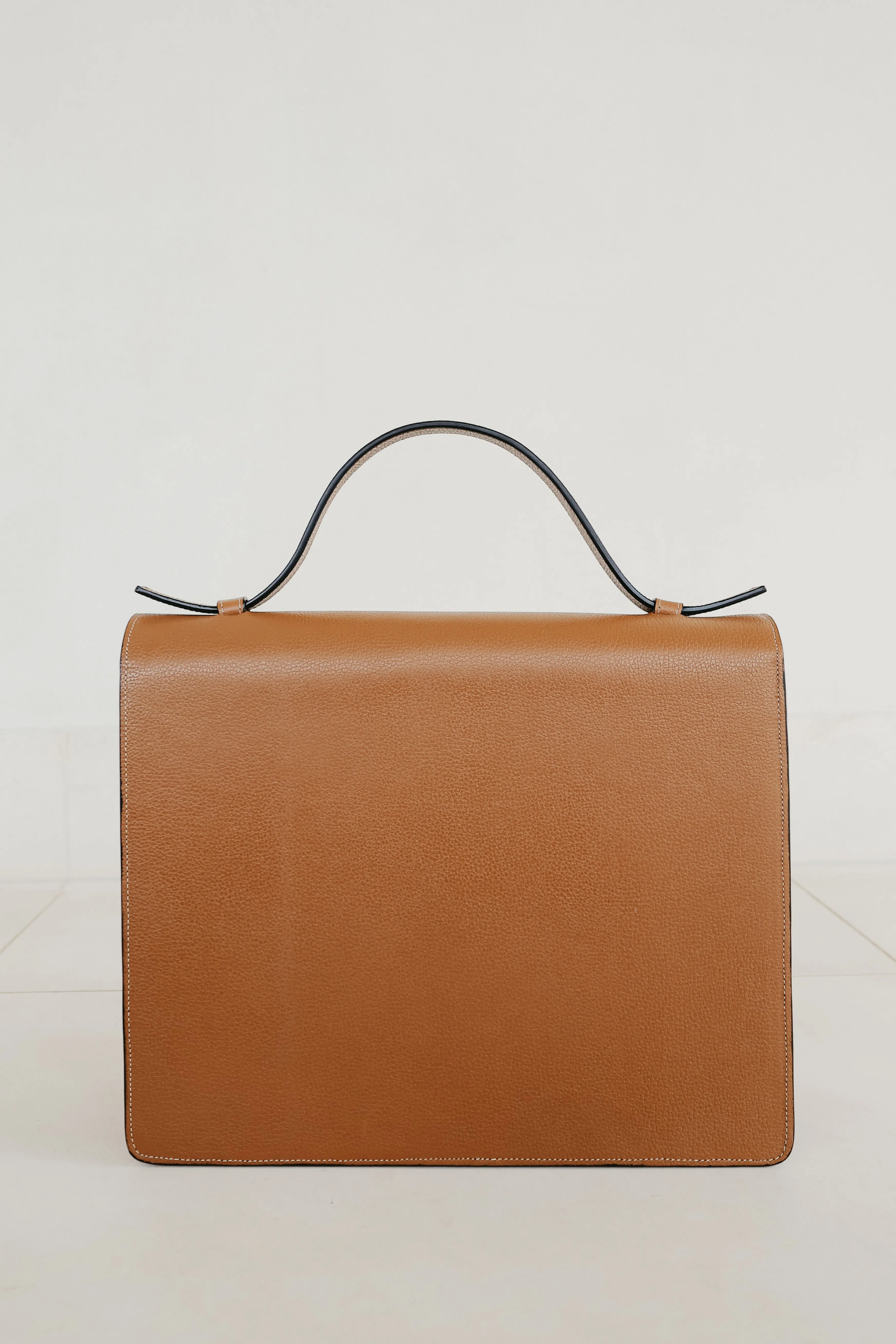 Midi Briefcase 2.0 | Stitched Tricolor Cognac Structured