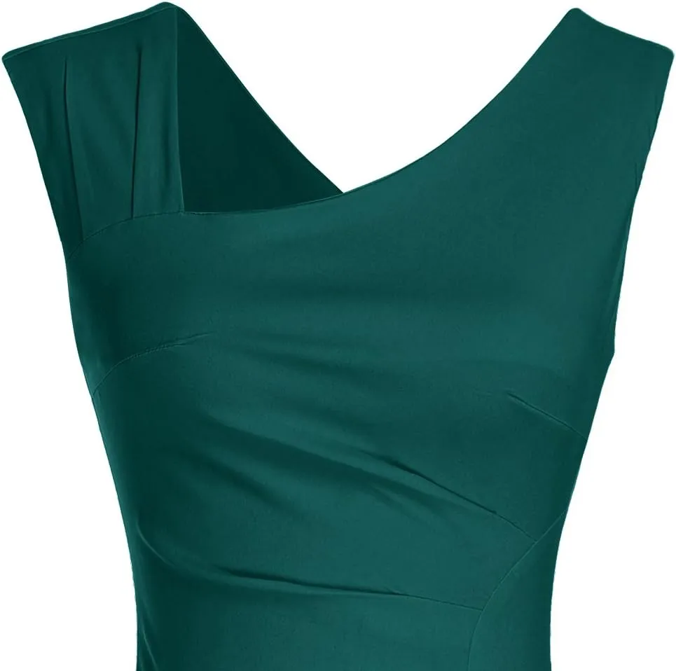 MUXXN Women's Retro 1950s Style Sleeveless Slim Business Pencil Dress