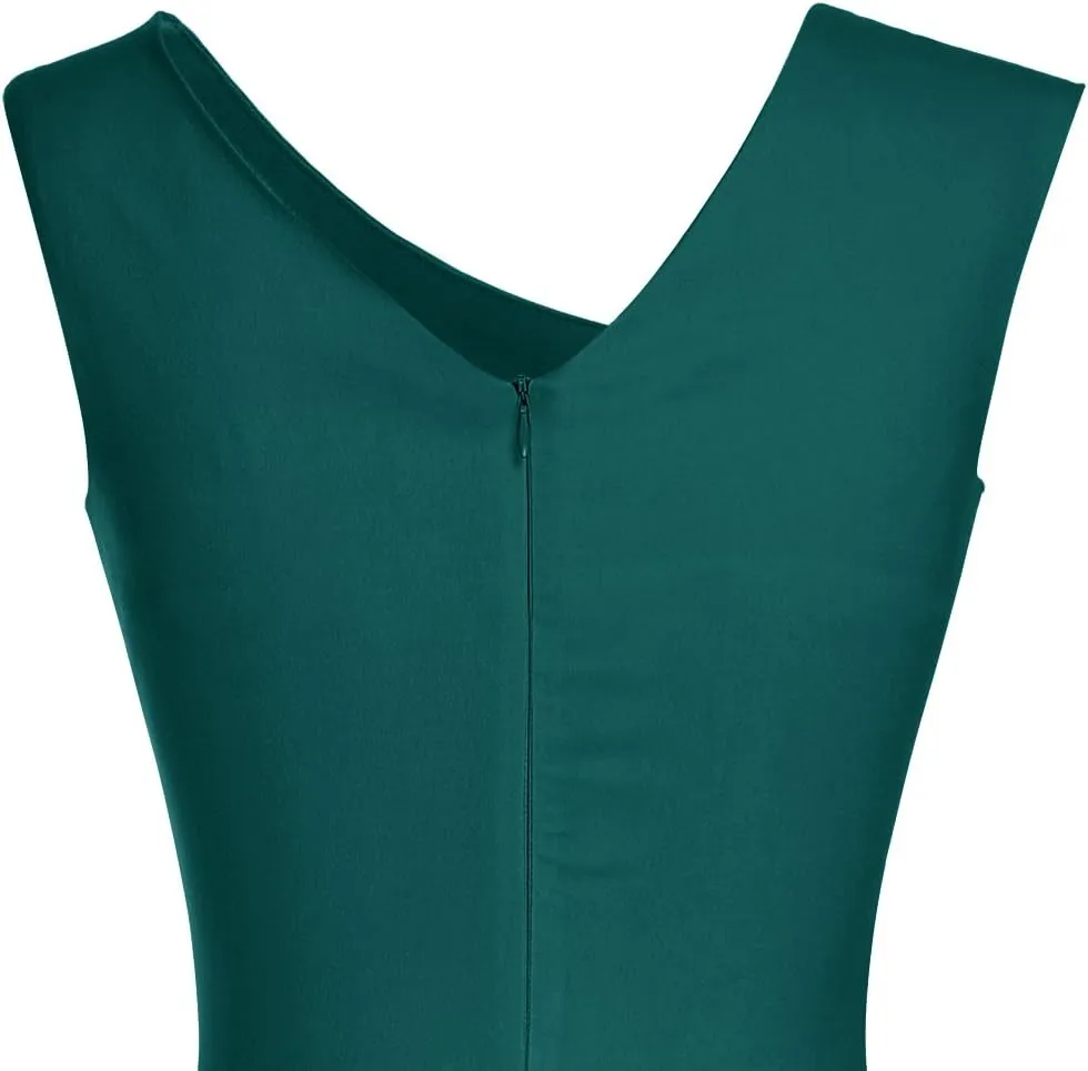 MUXXN Women's Retro 1950s Style Sleeveless Slim Business Pencil Dress