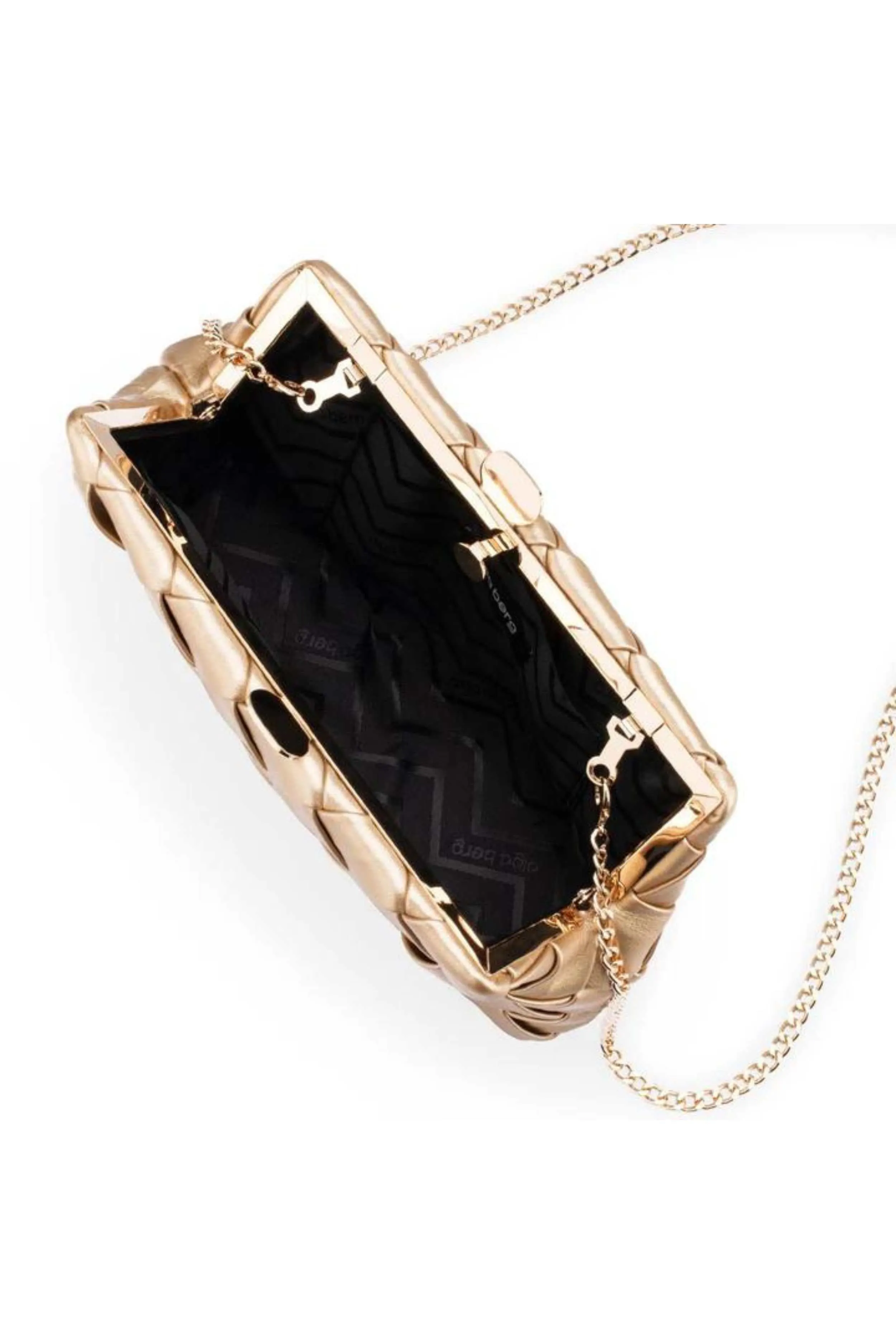 Olga Berg Quinn Woven Gold Clutch