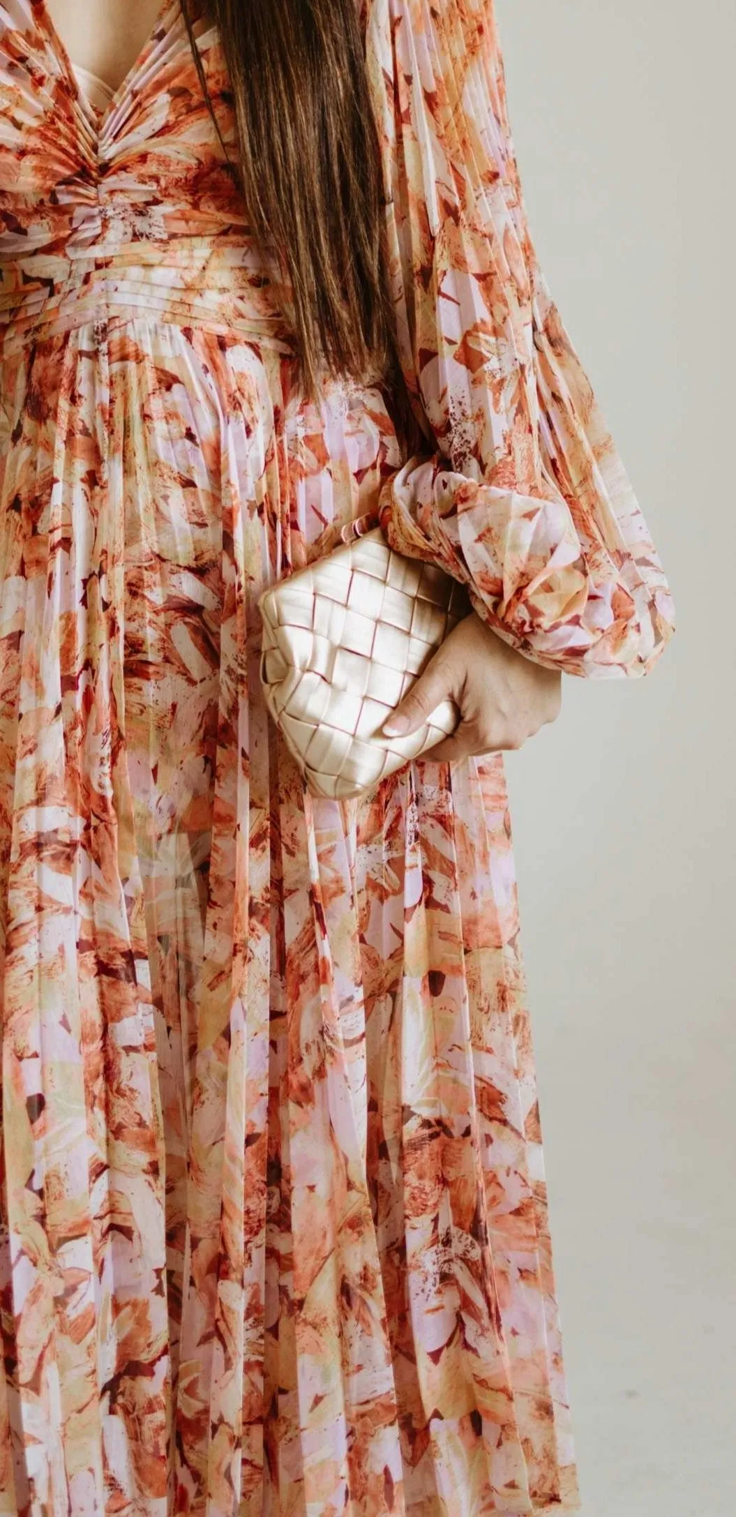 Olga Berg Quinn Woven Gold Clutch