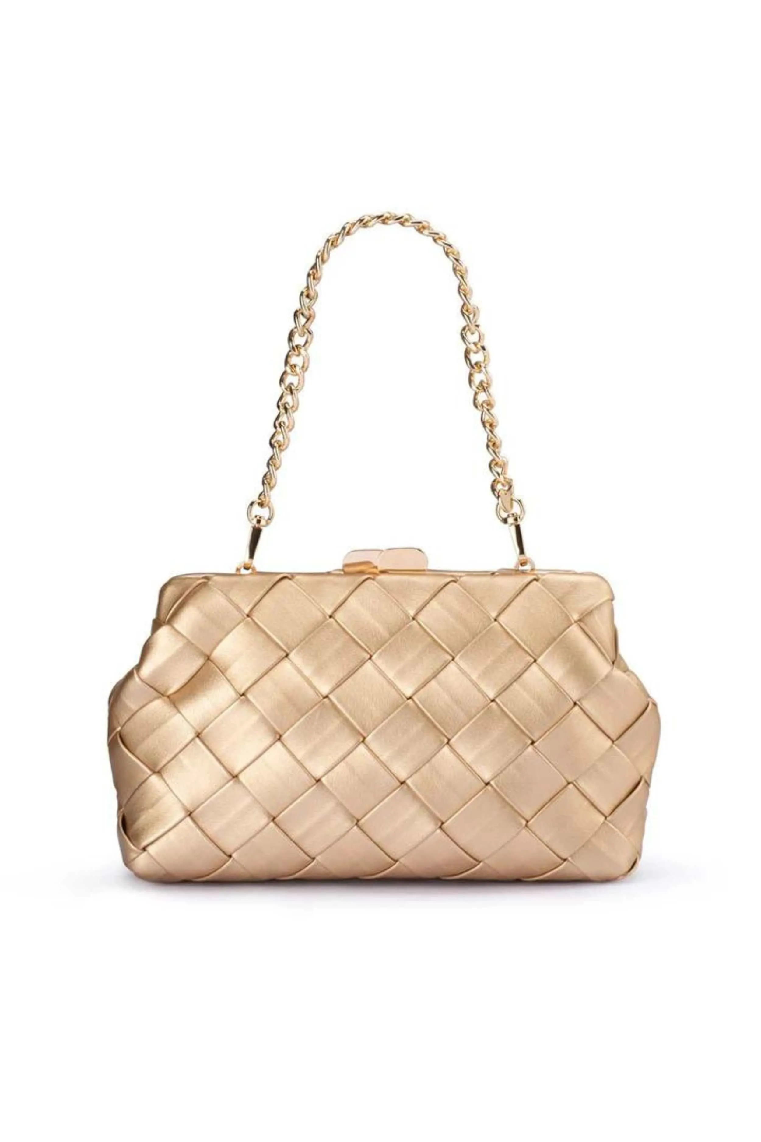 Olga Berg Quinn Woven Gold Clutch