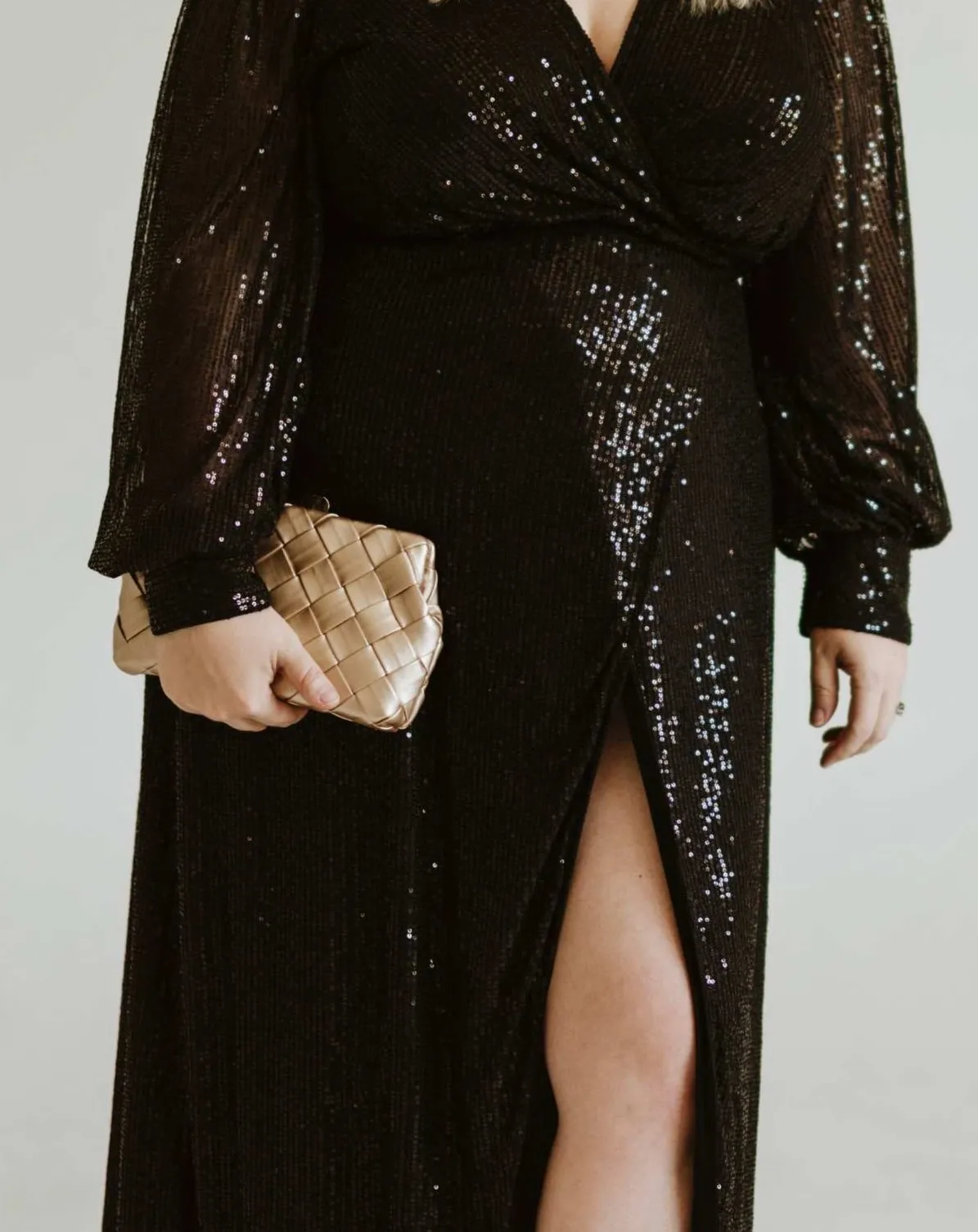 Olga Berg Quinn Woven Gold Clutch
