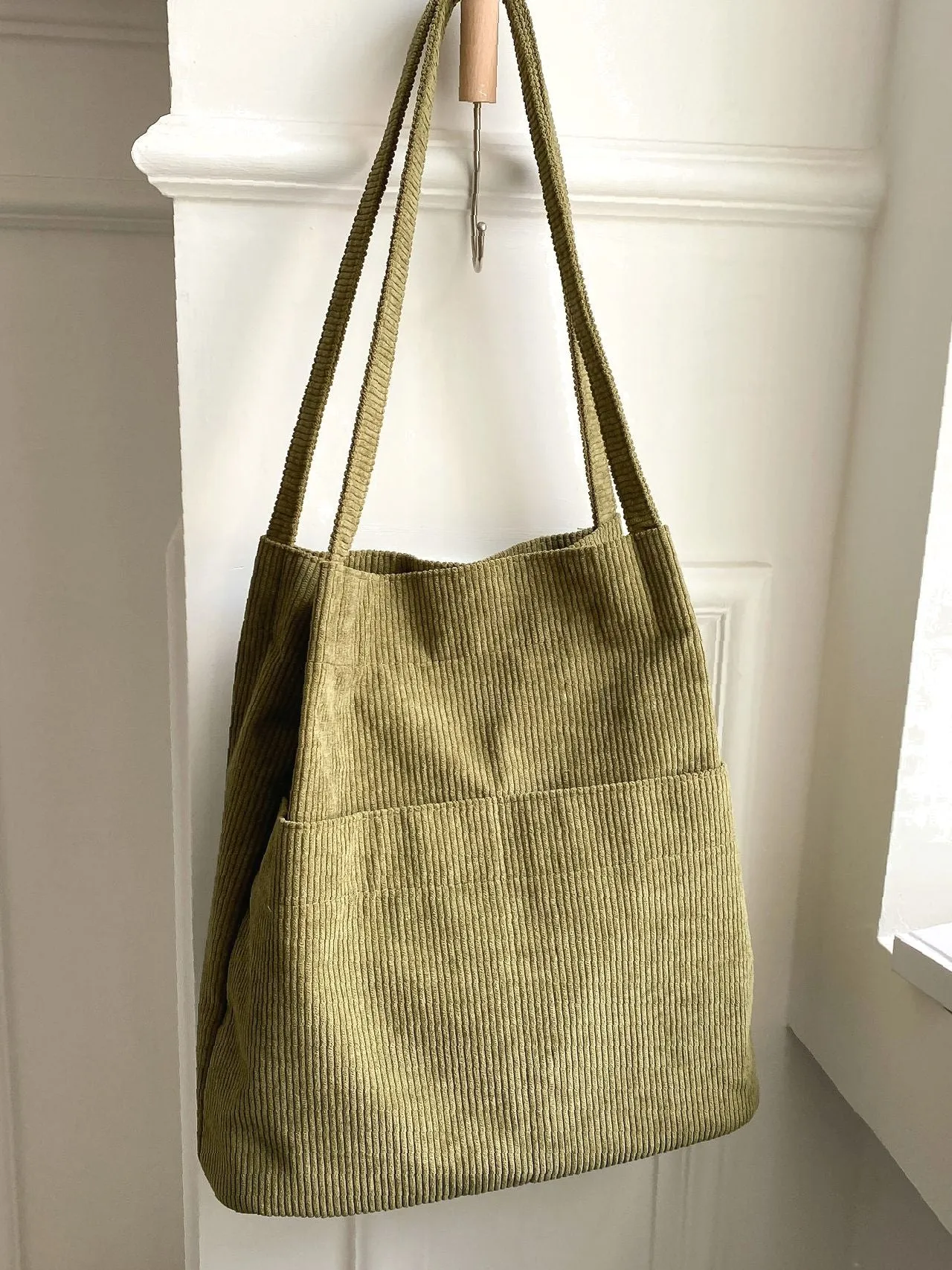 Vvsha Minimalist Corduroy Tote Bag   Women Tote Bags